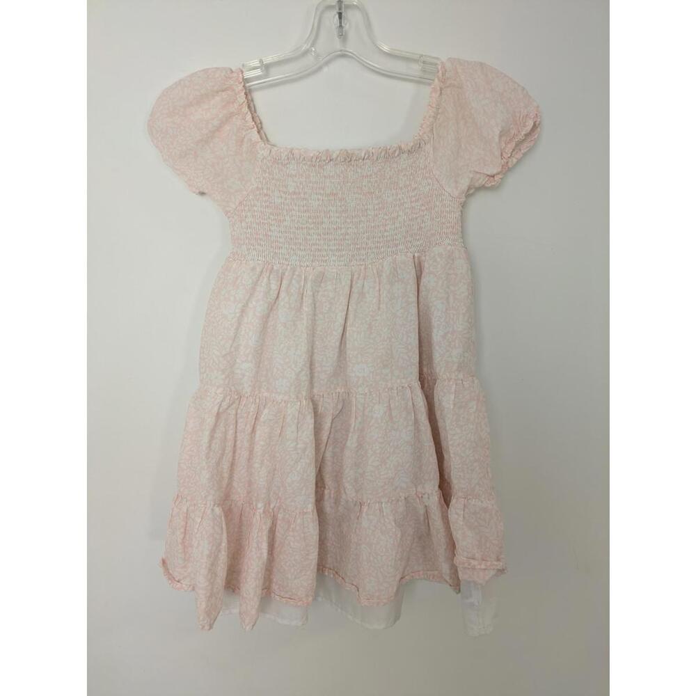 Joie Girls Pink Smocked Tiered Dress Size 7 Bohemian Lightweight